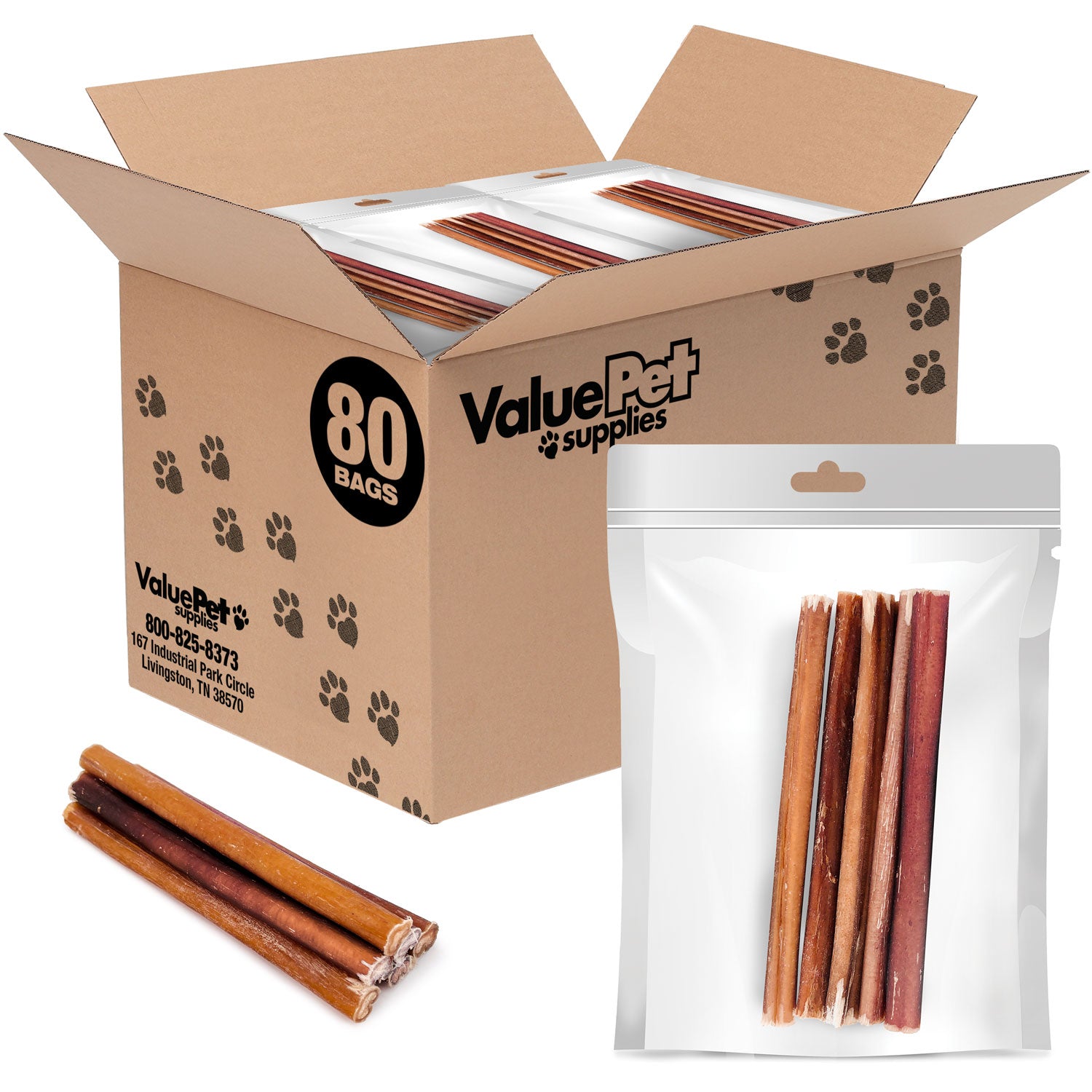 Bully Sticks for Small Dogs, Thin 6 Inch, 400 Count RESALE PACKS (80 x 5 Count)