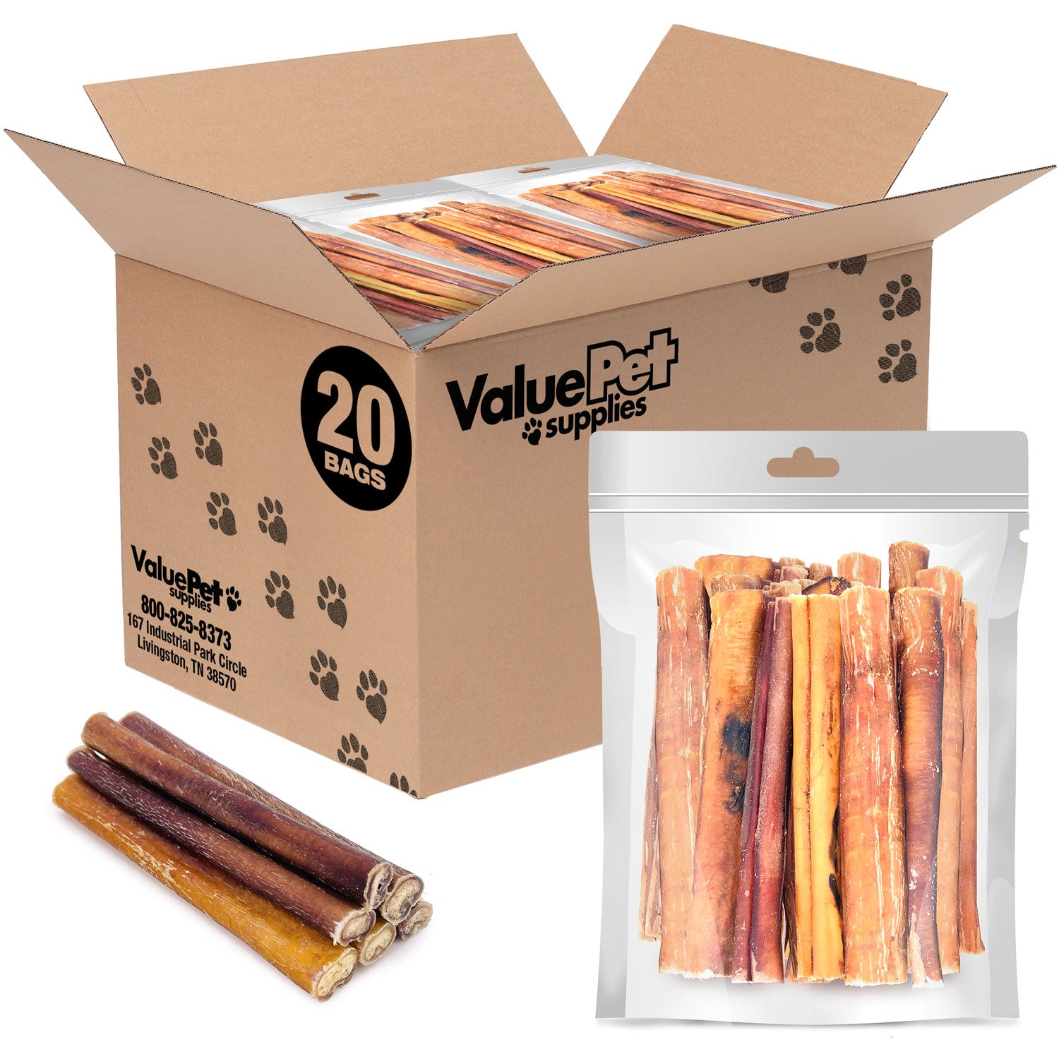 Bully Sticks for Large Dogs, Thick 6 Inch, 400 Count RESALE PACKS (20 x 20 Count)