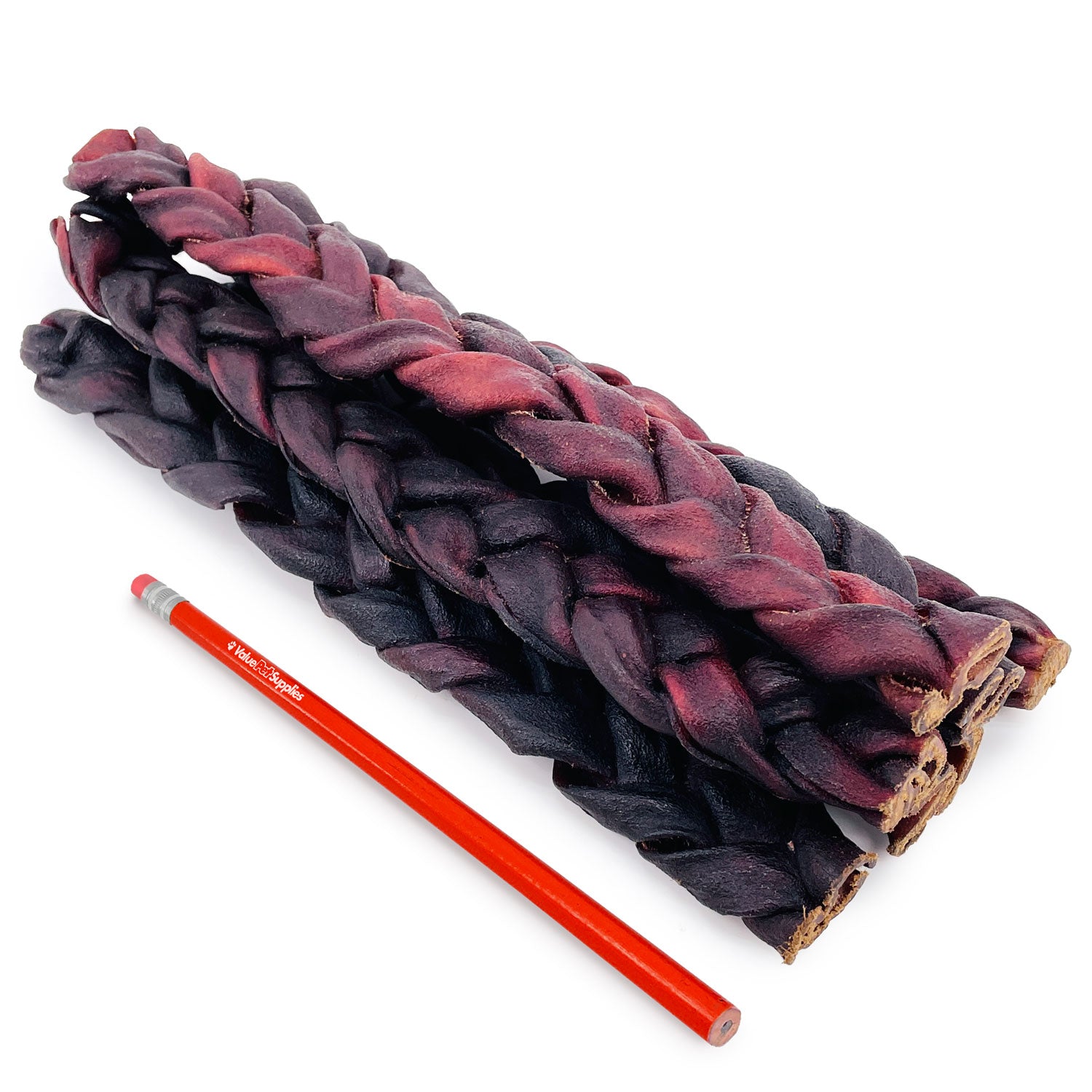 USA Collagen Braid Beef Large Thick 12 Inch, 25 Count - Thick - 25 Braids