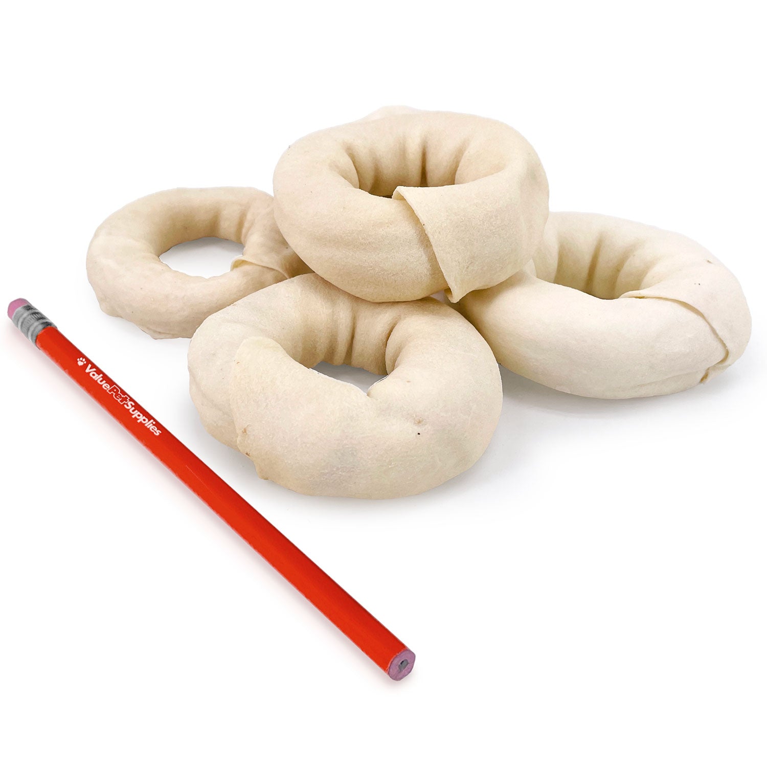USA Beef Rawhide Donut Rings, Thick Cut, 100 Count - Donut - 100 Rings