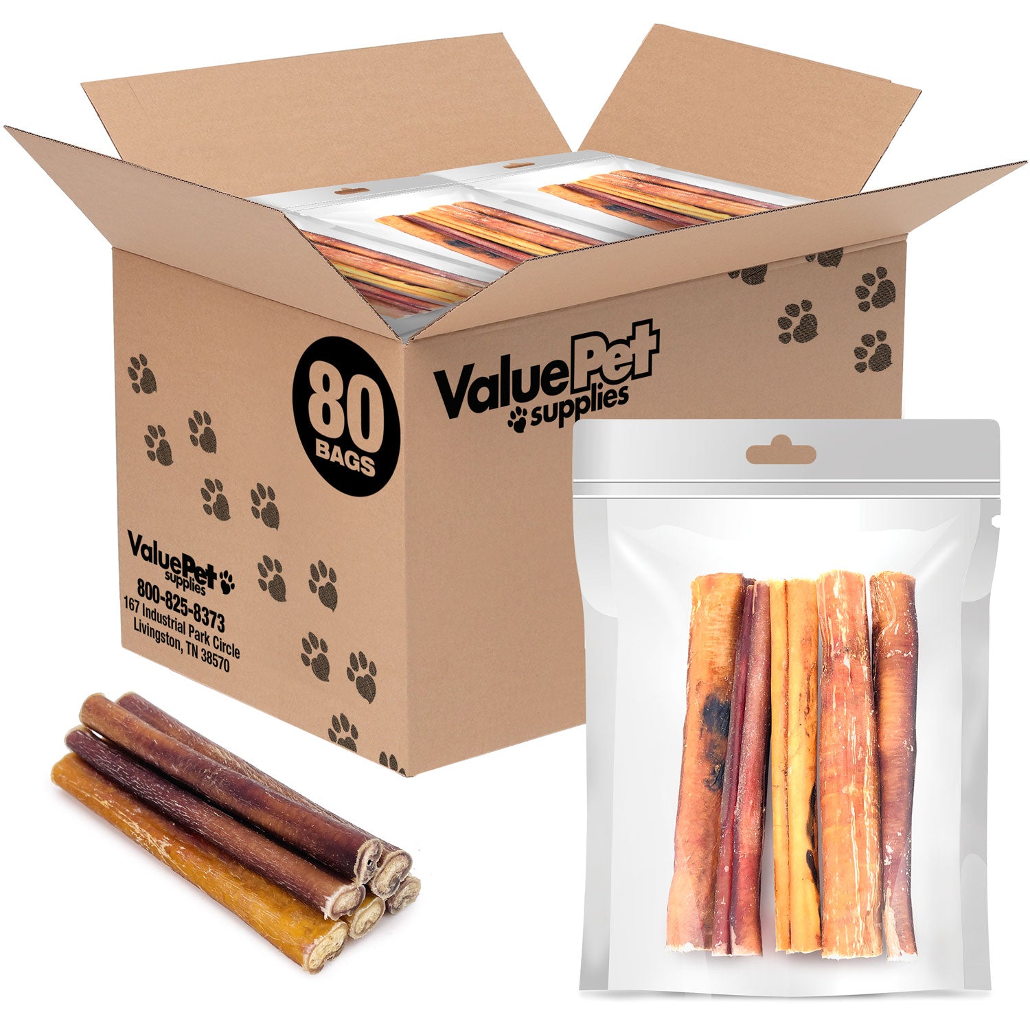 Bully Sticks for Large Dogs, Thick 6 Inch, 400 Count RESALE PACKS (80 x 5 Count)